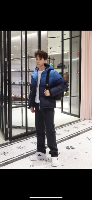 Gucci GG Monogram Puffer Down Jacket Blue Black view 6