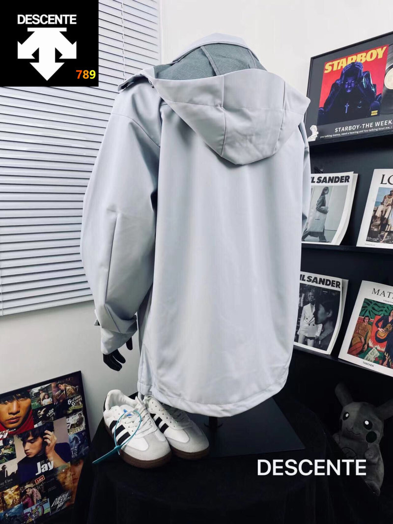 Descente Grey Hooded Windbreaker Training Jacket view