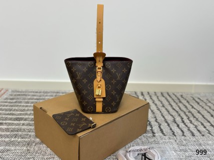Louis Vuitton Monogram Canvas Bucket Bag with Leather Strap view 1