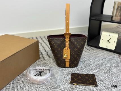 Louis Vuitton Monogram Canvas Bucket Bag with Leather Strap view 2