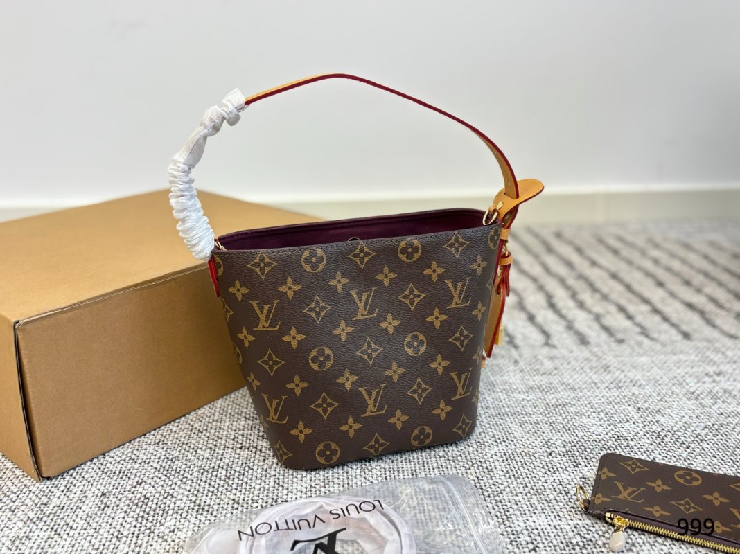 Louis Vuitton Monogram Canvas Bucket Bag with Leather Strap view
