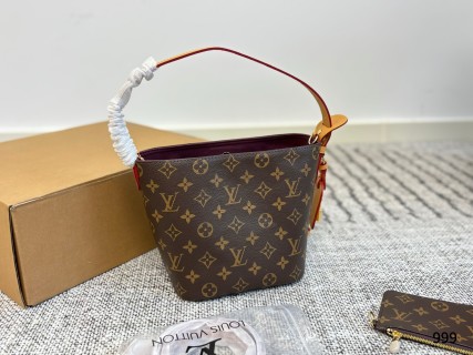 Louis Vuitton Monogram Canvas Bucket Bag with Leather Strap view 8