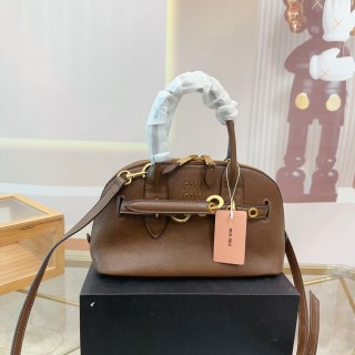Miu Miu Shell Brown Leather Shoulder Bag view 1