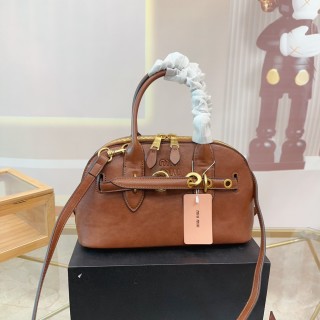 Miu Miu Shell Brown Leather Shoulder Bag view 2