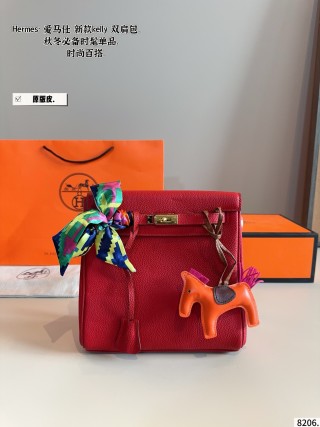 Hermès Kelly Ado Backpack Blue Leather view 3