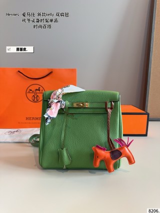 Hermès Kelly Ado Backpack Blue Leather view 4