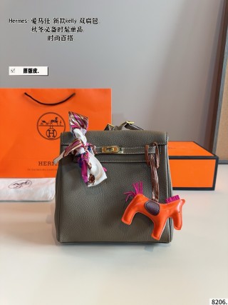 Hermès Kelly Ado Backpack Blue Leather view 5