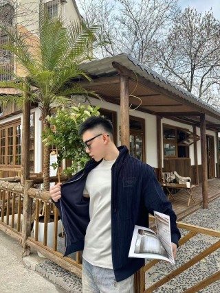 Fendi Navy Pinstripe Zip Hoodie Jacket view 2