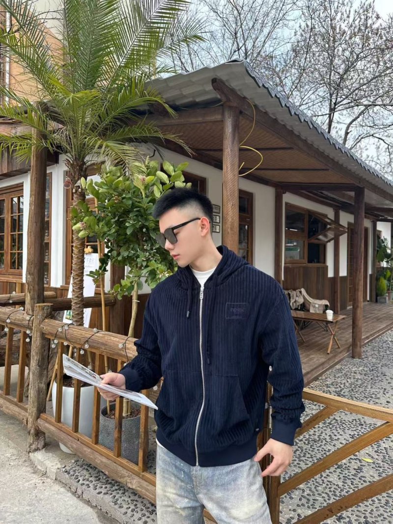 Fendi Navy Pinstripe Zip Hoodie Jacket view