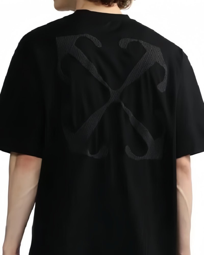 Black Oversized T-Shirt with Textured Arrow Back Print