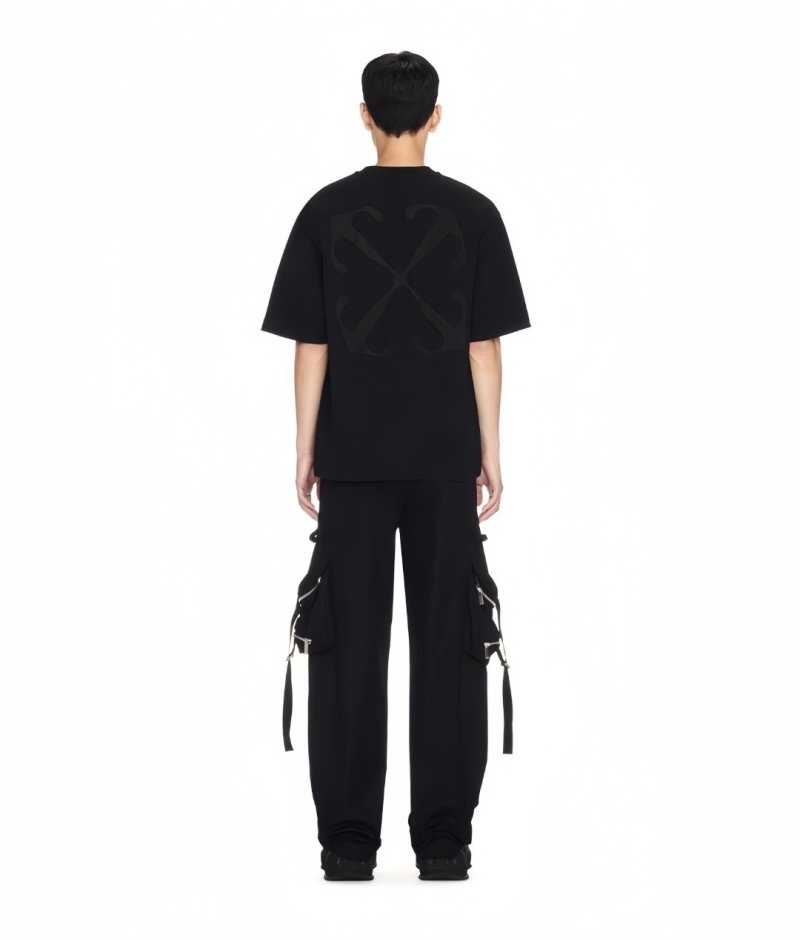 Black Oversized T-Shirt with Textured Arrow Back Print view