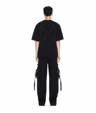 Black Oversized T-Shirt with Textured Arrow Back Print view 2