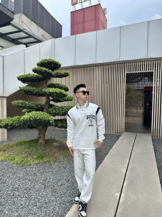 Gucci White Logo Polo Shirt Long Sleeve view 2