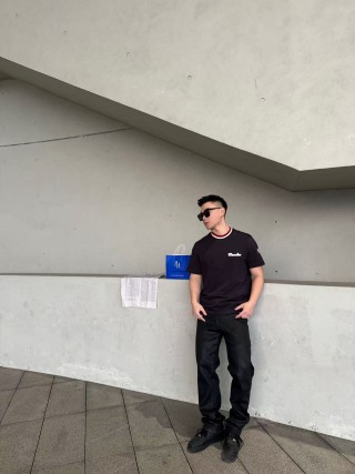 Moncler Script Logo Black Short Sleeve T-Shirt view 2