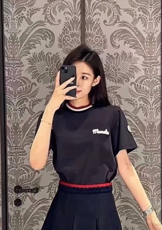 Moncler Script Logo Black Short Sleeve T-Shirt view 6