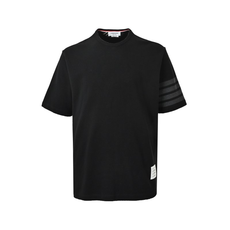 Essentials Black Short Sleeve T-Shirt with Striped Sleeves view
