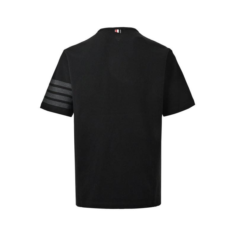 Essentials Black Short Sleeve T-Shirt with Striped Sleeves view