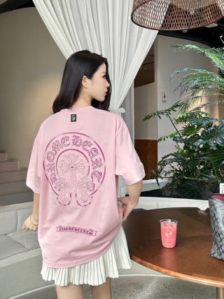 Pink Oversized Graphic T-Shirt with Embroidered Logo view 3