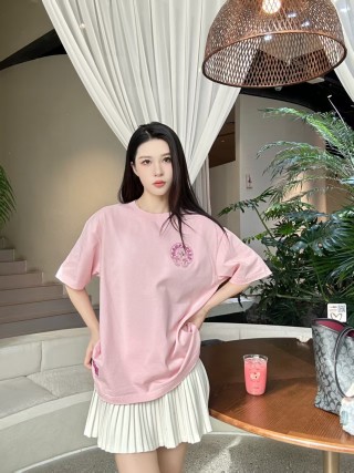 Pink Oversized Graphic T-Shirt with Embroidered Logo view 4