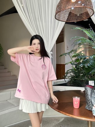 Pink Oversized Graphic T-Shirt with Embroidered Logo view 6