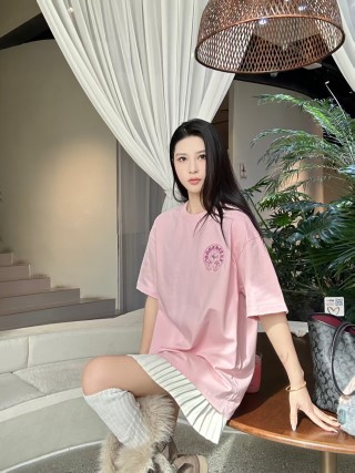 Pink Oversized Graphic T-Shirt with Embroidered Logo view 8