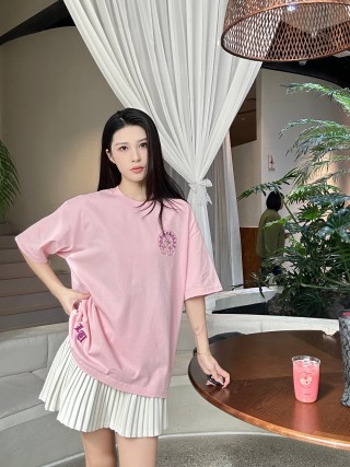 Pink Oversized Graphic T-Shirt with Embroidered Logo view 9