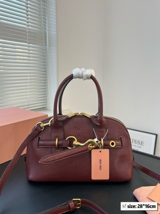 Miu Miu Shell Bag Brown Leather Handbag view 2