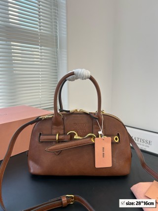 Miu Miu Shell Bag Brown Leather Handbag view 3