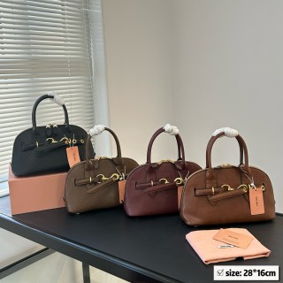 Miu Miu Shell Bag Brown Leather Handbag view 5