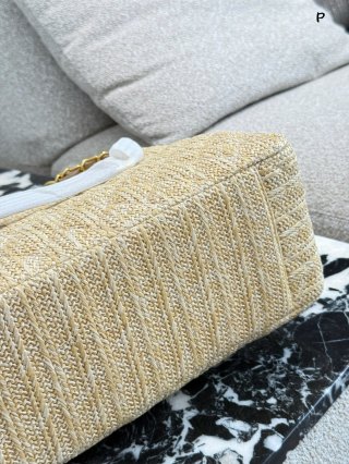 Chanel Straw Woven Shopping Tote Beige view 4