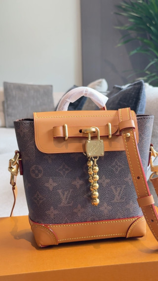 Louis Vuitton Monogram Canvas Leather Shoulder Bag Tan video