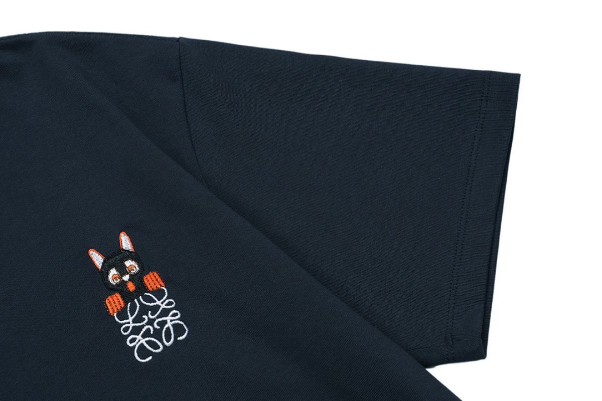 Navy Oversized Graphic Tee with Embroidered Logo view