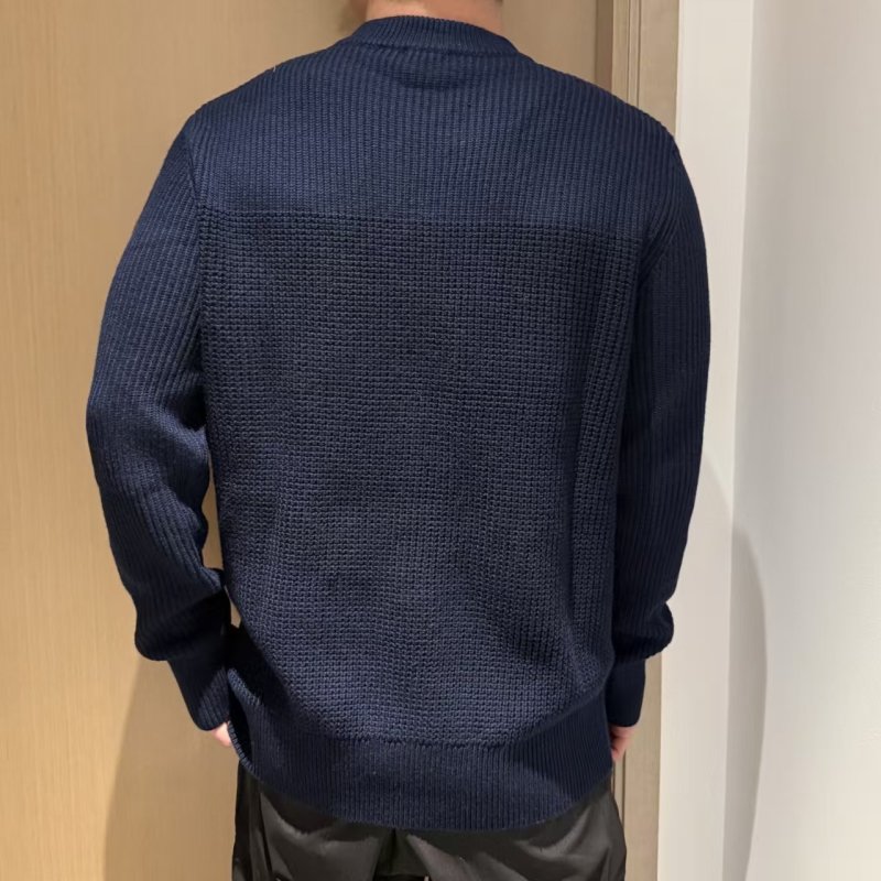 Moncler Navy Waffle Knit Crewneck Sweater view