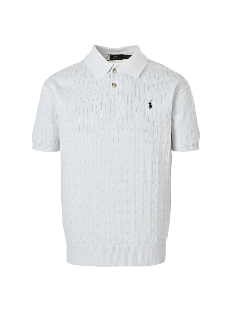 Ralph Lauren Cream Cable Knit Short Sleeve Sweater view