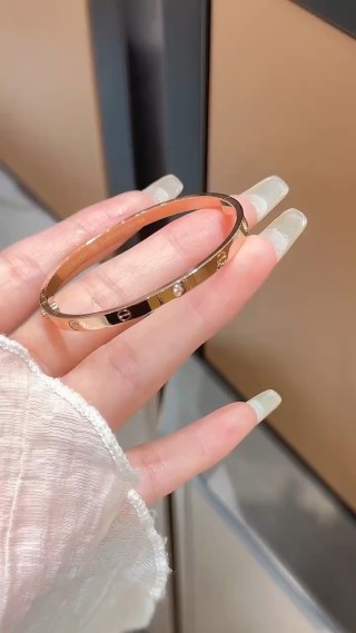 Cartier Narrow Six-Diamond 18K Rose Gold Bangle Bracelet