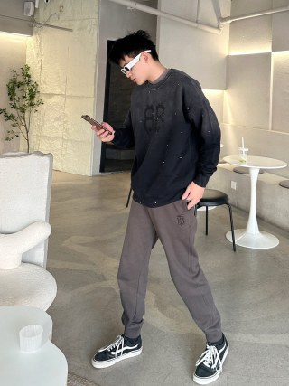 Burberry TB Embroidered Joggers Taupe view 3