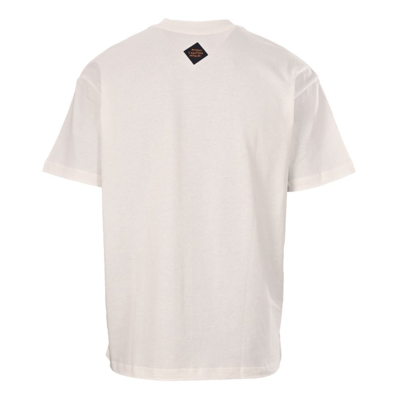 White Graphic Print Short Sleeve T-Shirt with Sketch Design view
