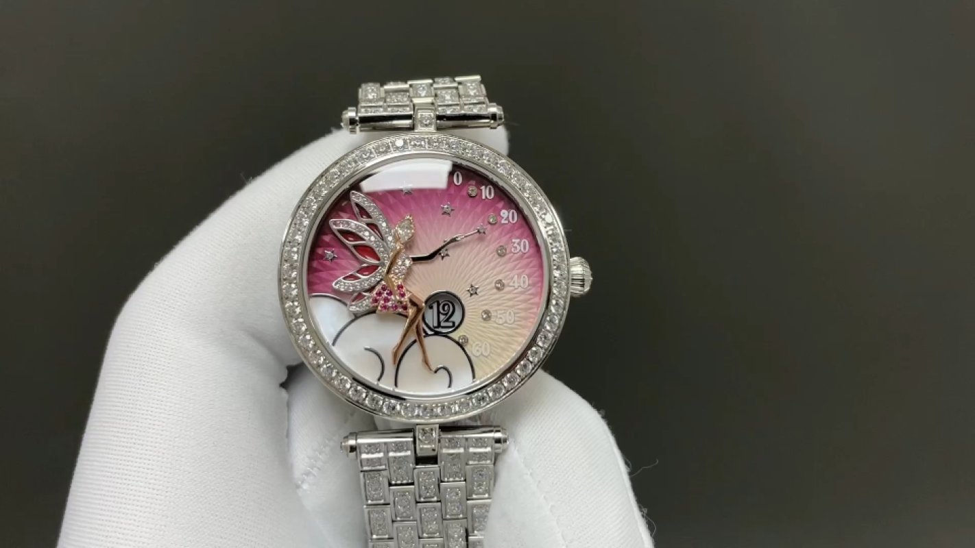 Luxury Butterfly Dial Crystal Diamond Bezel Silver Watch