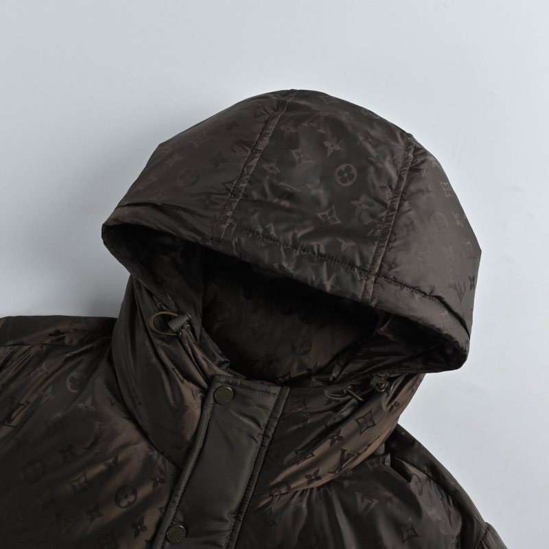 Brown Quilted Down Jacket with Oversized Fit view