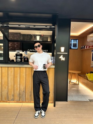 Black Relaxed Fit Trousers view 1