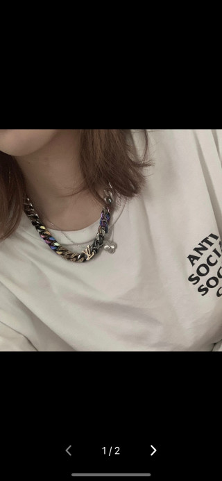 Louis Vuitton LV Chain Links Colorful Letter Cuban Necklace Gold view 2