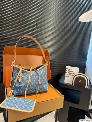 Louis Vuitton Monogram Denim Carryall Tote - Blue/Orange view 1