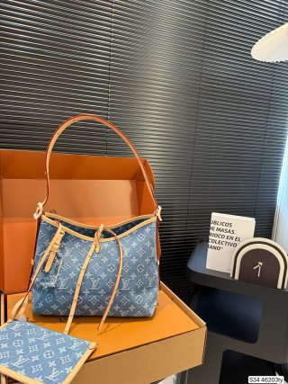 Louis Vuitton Monogram Denim Carryall Tote - Blue/Orange view 2