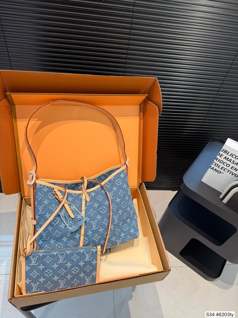 Louis Vuitton Monogram Denim Carryall Tote - Blue/Orange view