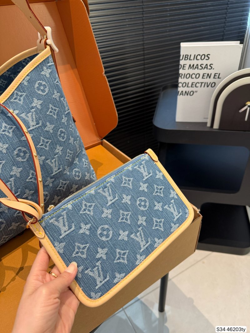 Louis Vuitton Monogram Denim Carryall Tote - Blue/Orange view
