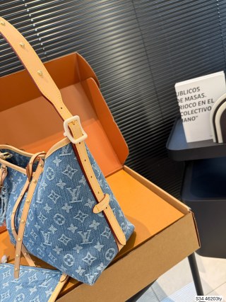 Louis Vuitton Monogram Denim Carryall Tote - Blue/Orange view 5