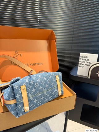 Louis Vuitton Monogram Denim Carryall Tote - Blue/Orange view 7
