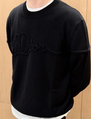 Black Textured Crewneck Sweater view 2