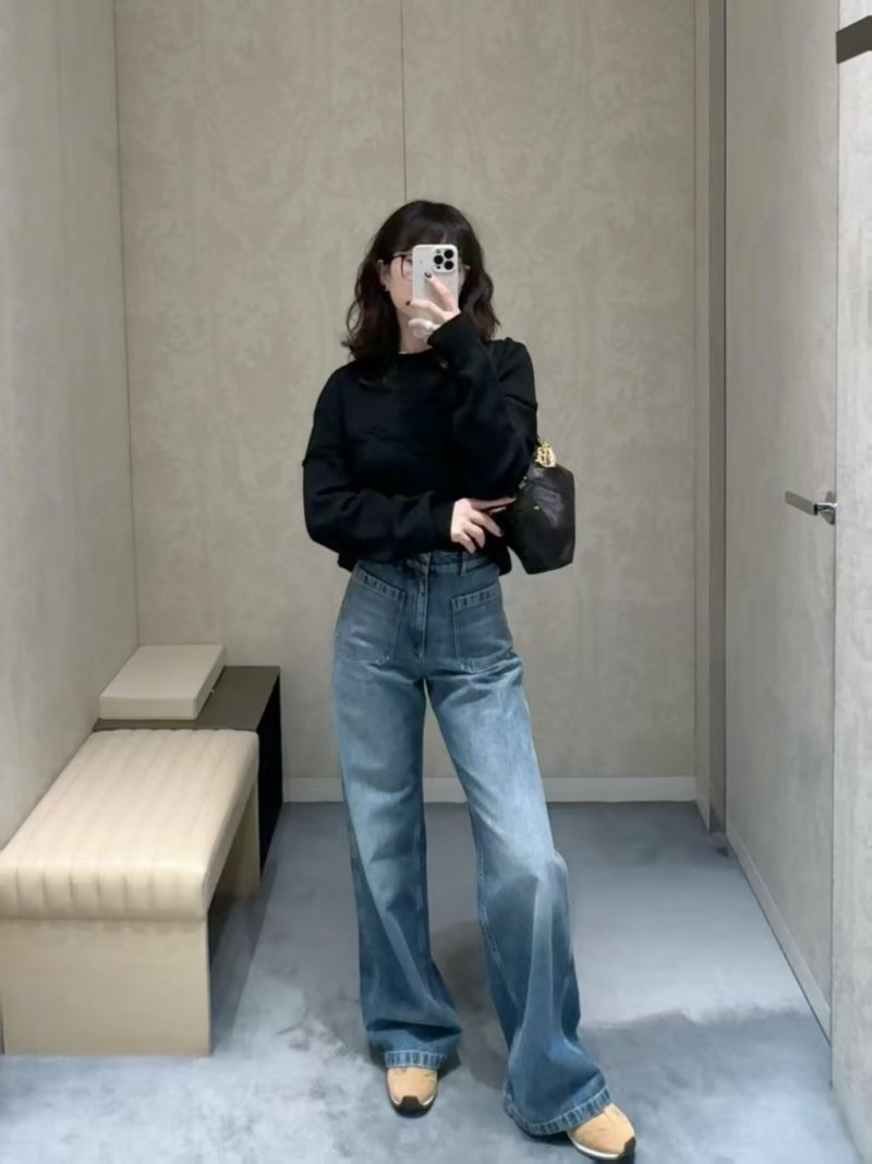Black Textured Crewneck Sweater view