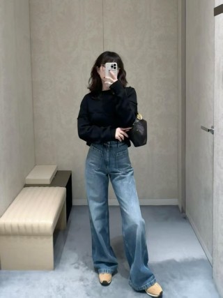 Black Textured Crewneck Sweater view 5